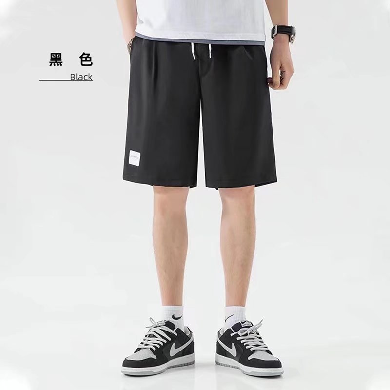 Pantalones cortos de cuero de hielo, pantalones delgados de verano para hombres, pantalones casuales de playa, pantalones deportivos sueltos.