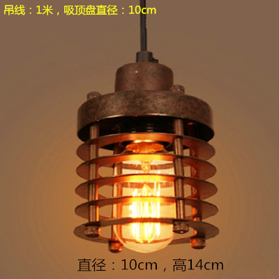 Candelabro de jaula de hierro pequeño de un solo cabezal al por mayor de fábrica, tienda de ropa de olla caliente retro americana, barra de bar, lámpara de comedor, estilo industrial