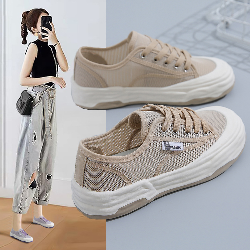 2024夏季新款韩版帆布鞋女学生小白鞋ins潮韩版板鞋女街拍休闲鞋