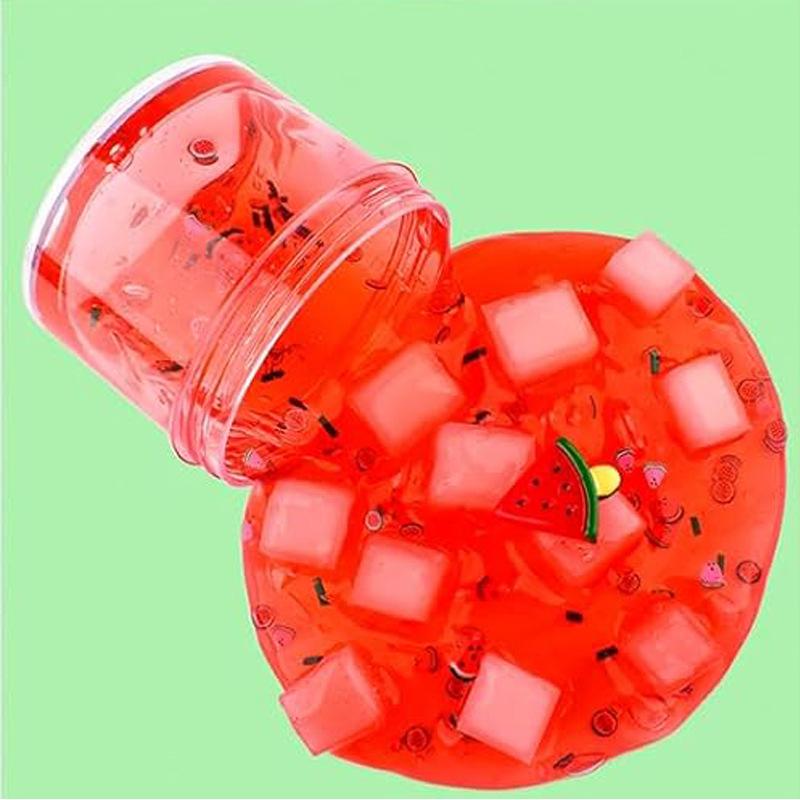 Juego de limo crujiente de gelatina transfronterizo de 8 piezas con limo transparente azul melocotón sandía limón