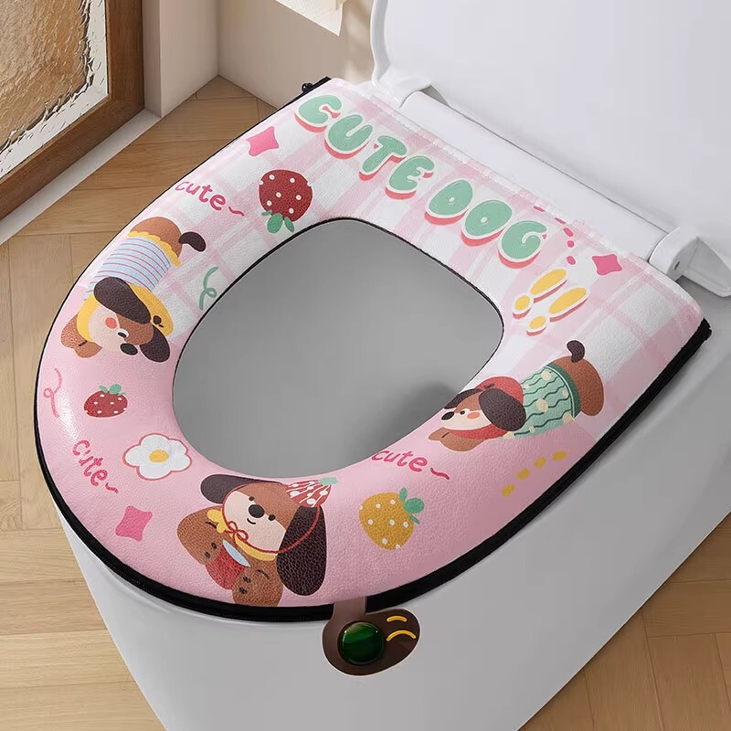 【アロマテラピーバックル付き】便座クッション 防水 洗濯不要 ユニバーサル家庭用便座 オールシーズンジッパー便座クッションカバー|undefined