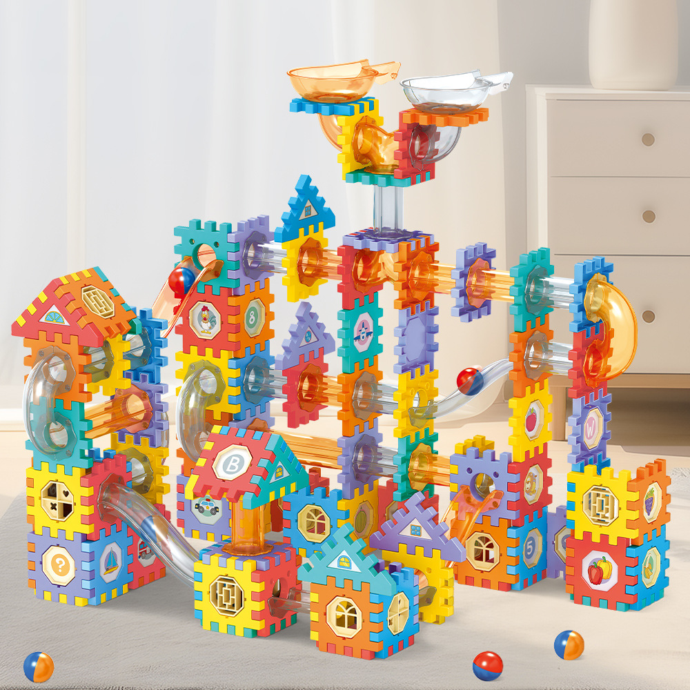 <cross-border exclusive> Amazon slide ball Building Blocks Children assembled to build slide marbles educational toys gifts