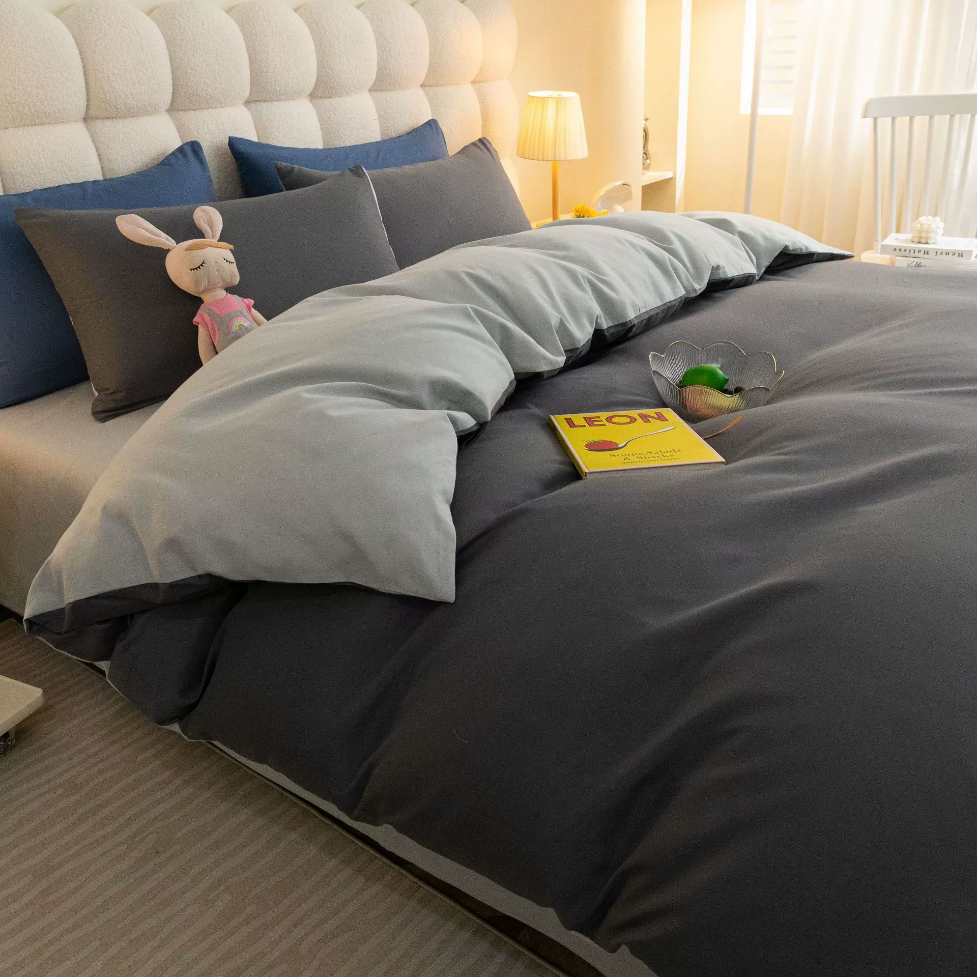 Duvet cover, set for elementary school students, sheet, bedspread, 3 piece set, simple and elegant design, 4 piece set