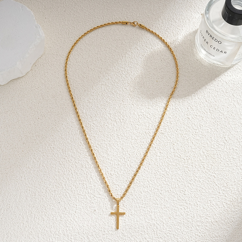 Cross-Border Tmue Amazon Best-Selling Men's Twist Chain Hip-Hop Trendy Chain Chain Cross Necklace Twist Bracelet Cross-Border Tmue Amazon Best-Selling Men's Twist Chain Hip-Hop Trendy Chain Chain Cross Necklace Twist Bracelet