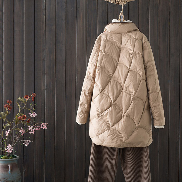 demi-season light and thin velvet fashionable retro down jacket