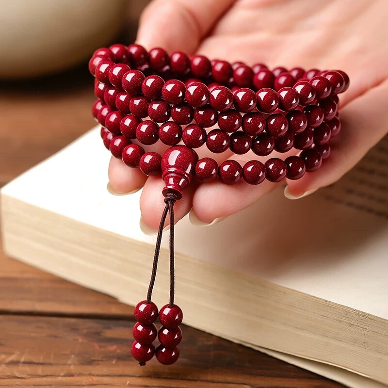 108 Beads Bracelet with Purple Gold Sand Cinnabar Buddhist Beads, Cinnabar Bracelet for One's Zodiac Year, Low-Content Cinnabar Wholesale and Dropshipping 108 Beads Bracelet with Purple Gold Sand Cinnabar Buddhist Beads, Cinnabar Bracelet for One's Zodiac Year, Low-Content Cinnabar Wholesale and Dropshipping
