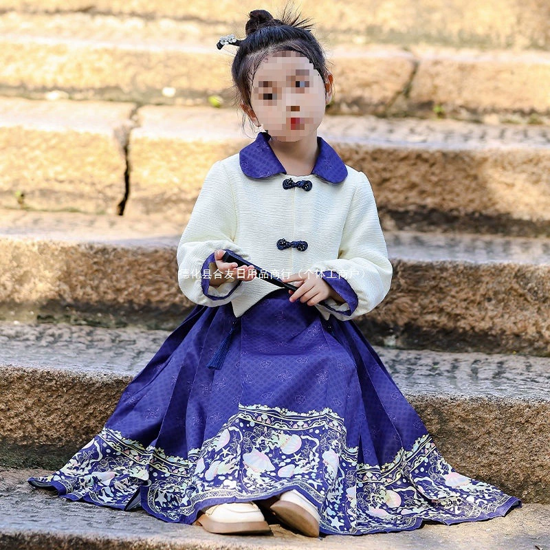 Осенний наряд для девочки с юбкой Mamian в китайском стиле, новое осеннее новое детское платье Hanfu в древнем стиле в китайском стиле.