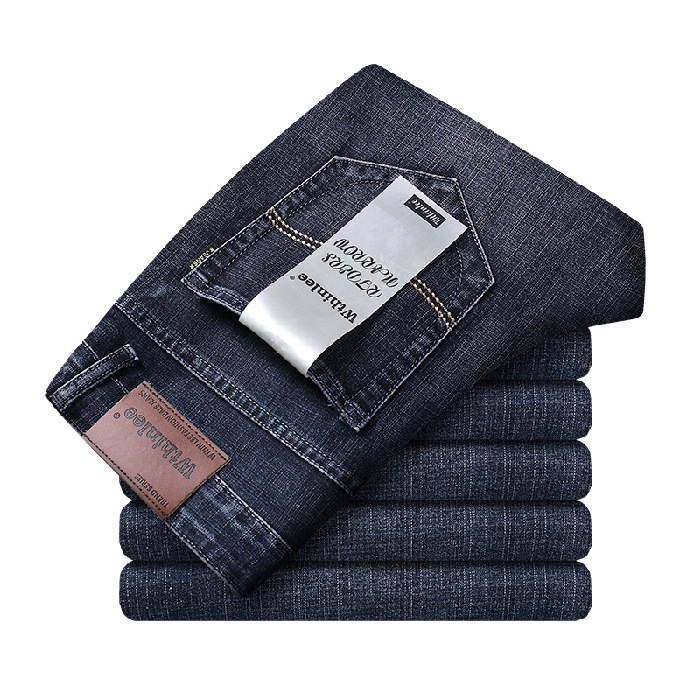 Neue Business-Herren-Jeans, lässig, gerade, Stretch, modisch, klassisch, blau, schwarz, Denim-Hose, männlich, Markenkleidung_voghion.com