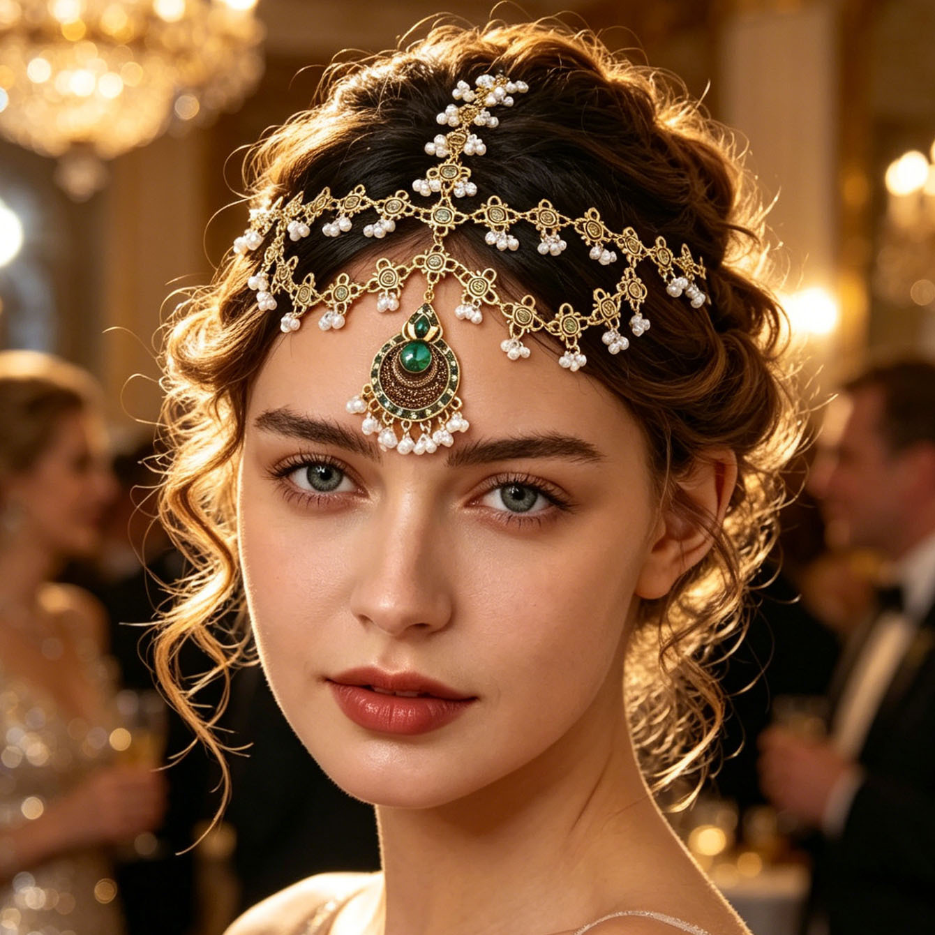 Cross-Border Crystal Indian-Style Fashion Hair Accessories, Bohemian Personalized Rhinestone Headpieces, Elegant Retro Tassel Forehead Chain