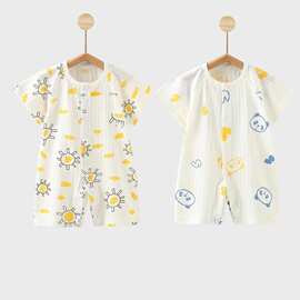 婴儿连体衣夏季薄款纯棉男女宝宝夏装短袖哈衣爬服新生儿夏天衣服