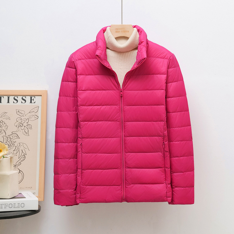 Down Jacket Women's Lightweight and Lightweight Korean Style Vertical Collar Short Korean Style Plus Large Size White Duck Down Cross-border Wholesale Fashion