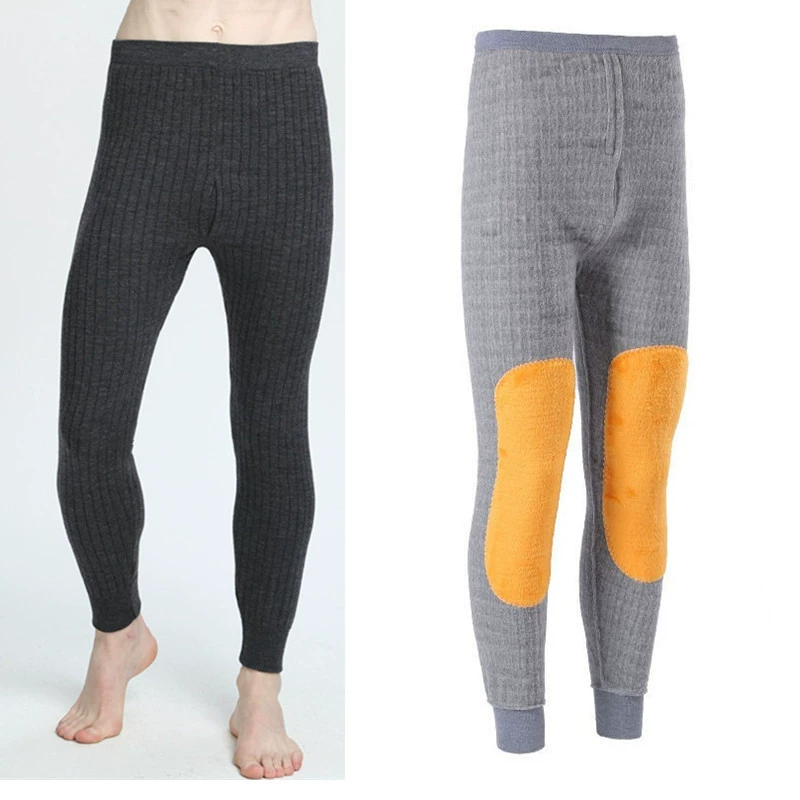 Зимние мужские теплые штаны для мужчин среднего и пожилого возраста, толстые длинные кальсоны, мужские утолщенные наколенники больших размеров на флисовой подкладке, леггинсы для защиты талии
