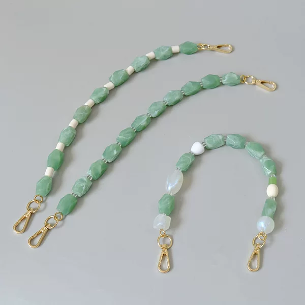 Cross-Border fashion green bag portable short chain special-shaped beaded mobile phone chain versatile colorful detachable chain