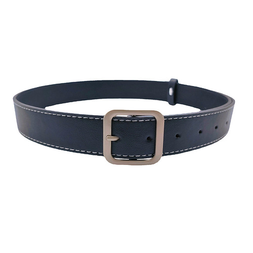 European and American popular black and white striped square pin buckle Amazon PU women's belt fashionable retro style for various outfits