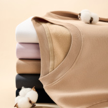 美式休闲280g重磅加绒男款卫衣秋冬季宽松纯色保暖长袖t恤男上衣