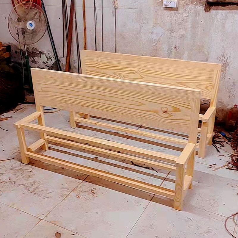 Traditional Brown Stretcher Bed Frame, Brown Stretcher Bedside Shelf, Wooden Bed, Solid Wood Old Stretcher Bed, Handmade Rural Old-Fashioned Stretcher Bed