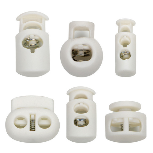 Factory direct sales plastic spring buckle, black elastic hanging bell string adjustment elastic buckle button, pig nose buckle