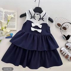 夏の女の子のドレス 2025 新しいノースリーブベストドレス背中の開いた大きなリボンプリンセスドレスクロスボーダードロップシッピング
