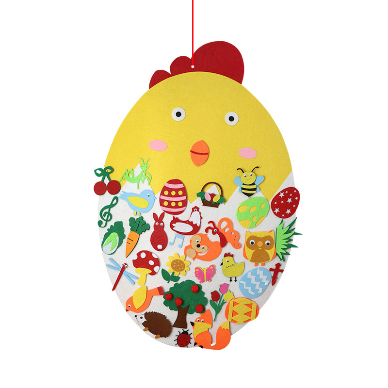 Suministro transfronterizo de los niños educativos hechos a mano de Pascua adornos decorativos de Pascua fieltro de pollo DIY colgante
