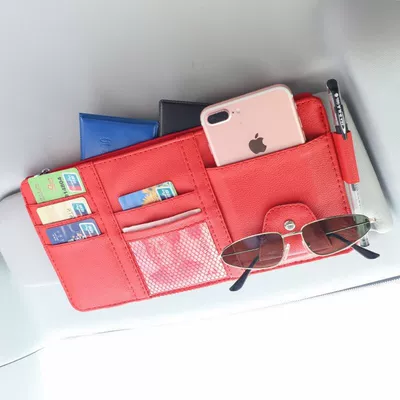 Car Glasses Clip/Bill Clip, Car-Mounted Storage Double Zipper Bag - quality-model-with-zipper-chinese-red