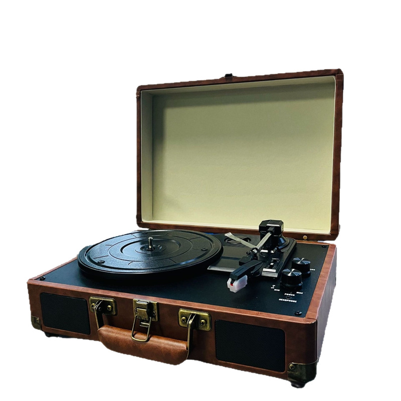 黒ゴムレコード機ファッションレトロ携帯式屋外bluetoothスピーカー家庭用リビングルーム蓄音機レコード機|undefined