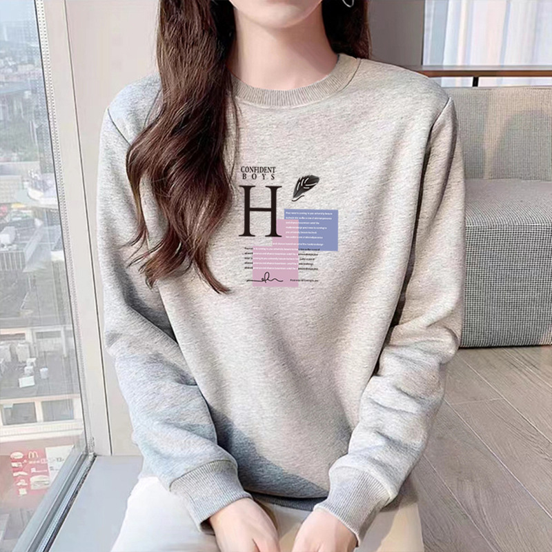 Cotton sweater round neck multi-color sports loose casual fashion printed top women's trendy spring and autumn New Coat