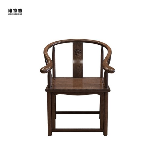 橡木太师椅单人茶桌椅仿红木中式官帽仿古围椅三件套茶台椅子圈椅