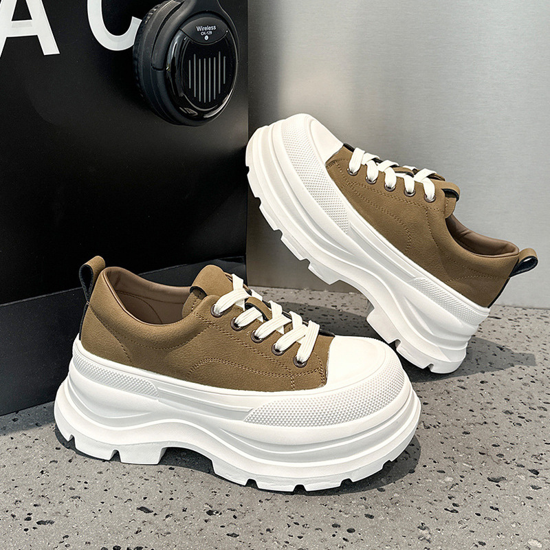 Thick-Soled 6cm Height-Increasing White Shoes for Women 2025 Autumn New Versatile Fashionable Platform Shoes Casual Dad Shoes