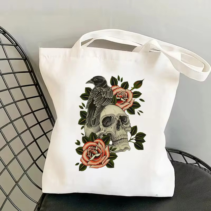(Cross-border trading), skull, retro capacious ecological travel bag, shopping bag, halloween, Birthday gift
