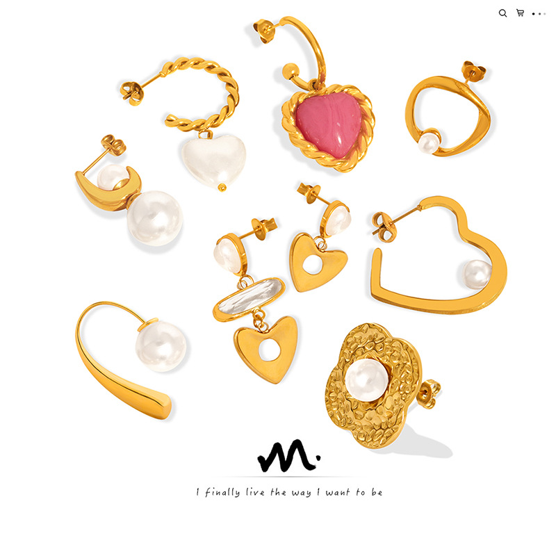 European and American Retro Niche Color-free Titanium Steel Light Luxury All-match Antique Elegant Love Pendant Earrings Women's Distinctive Earrings