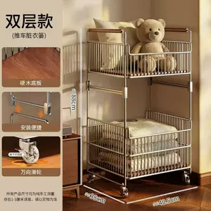 厂家生产中古风脏衣服收纳架浴室脏衣篓可移动小推车收纳架置物架