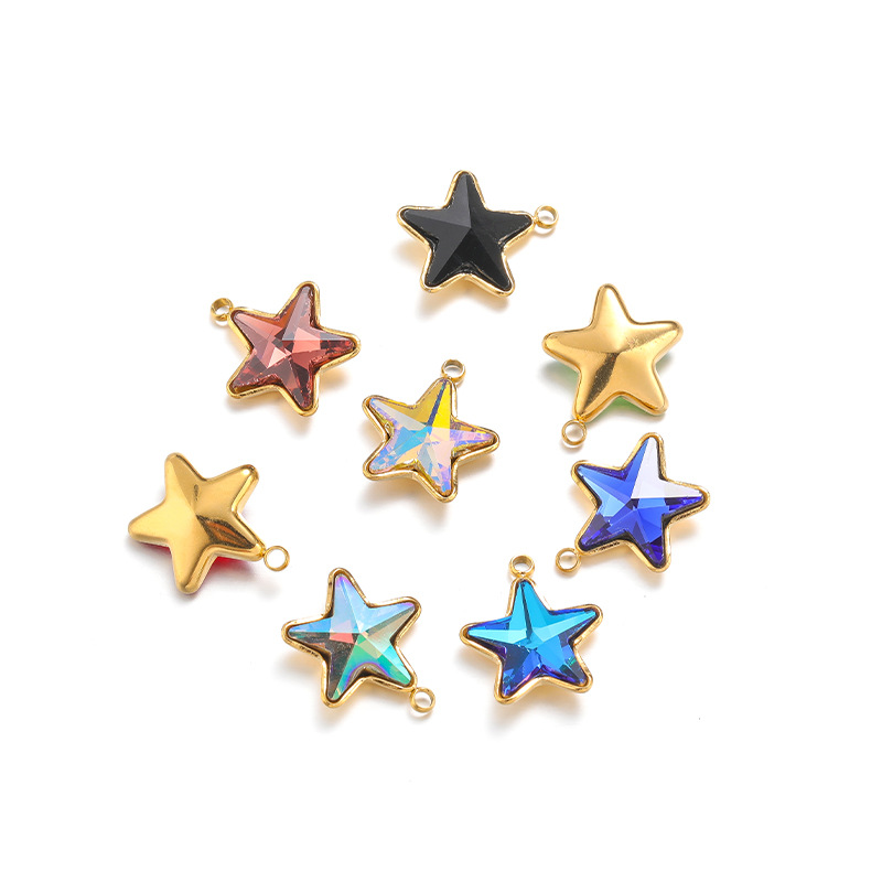 Plating Design 1 Piece 13mm 304 Stainless Steel Glass Pentagram Pendant