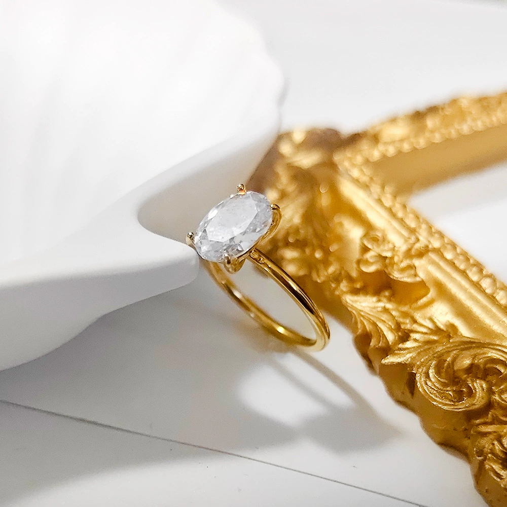 Европейские и американские трансграничные INS ветры свадебные высокие экстравагантные овальные цирконовые женские кольца моды премиум-класса 18-каратное золото минималистичное титановое стальное кольцо