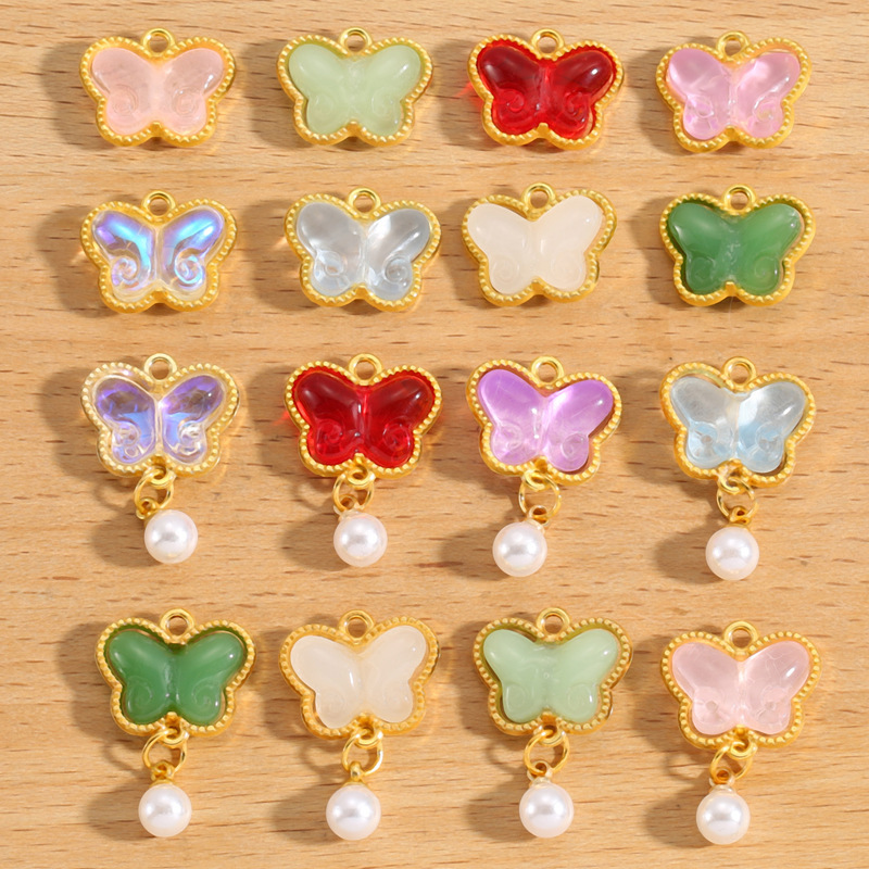 New Alloy Inlaid Glass with Pearl Butterfly Pendant DIY Bracelet Earrings Tassel Pendant Accessories W617 New Alloy Inlaid Glass with Pearl Butterfly Pendant DIY Bracelet Earrings Tassel Pendant Accessories W617