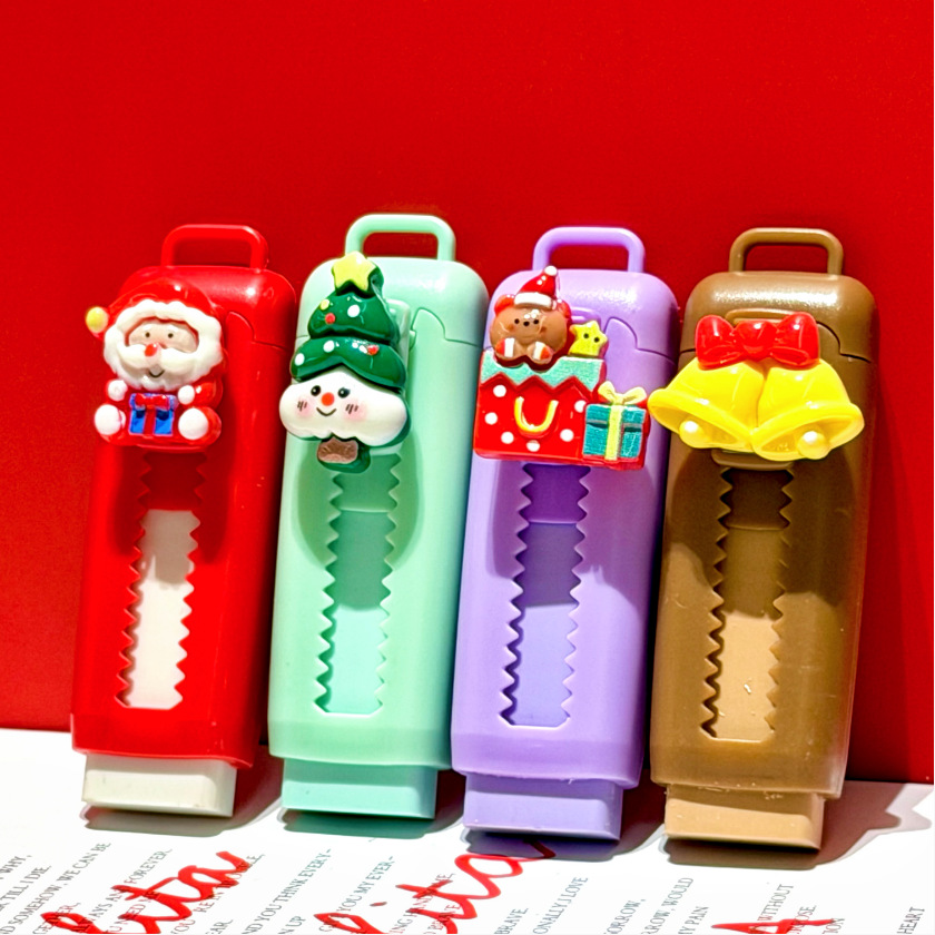 Nuevos borradores de navidad de empuje y tracción lindos de alta belleza campana regalo de goma estudiantes de papelería