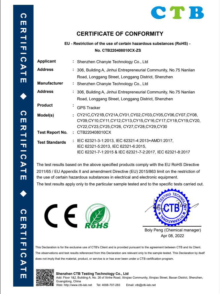 CHANYIE-RoHS证书