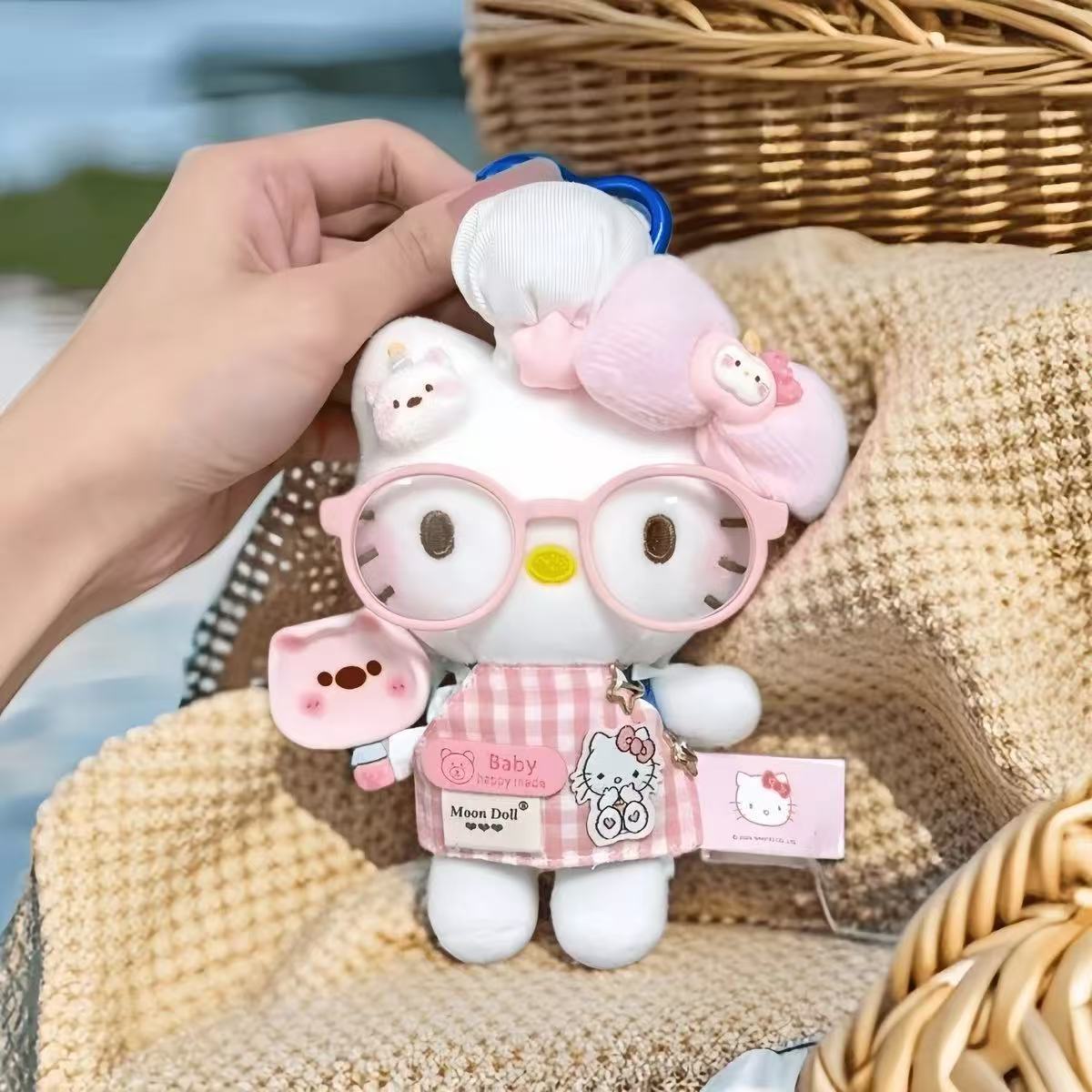草帽三丽鸥毛绒玩具hellokitty玩偶公仔娃娃kt凯蒂猫小挂件