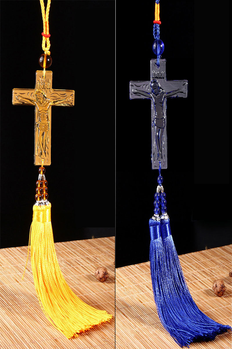 Crystal Glass Cross Car Hangers On-board Pendants Auto Accessories Hangers Wholesale