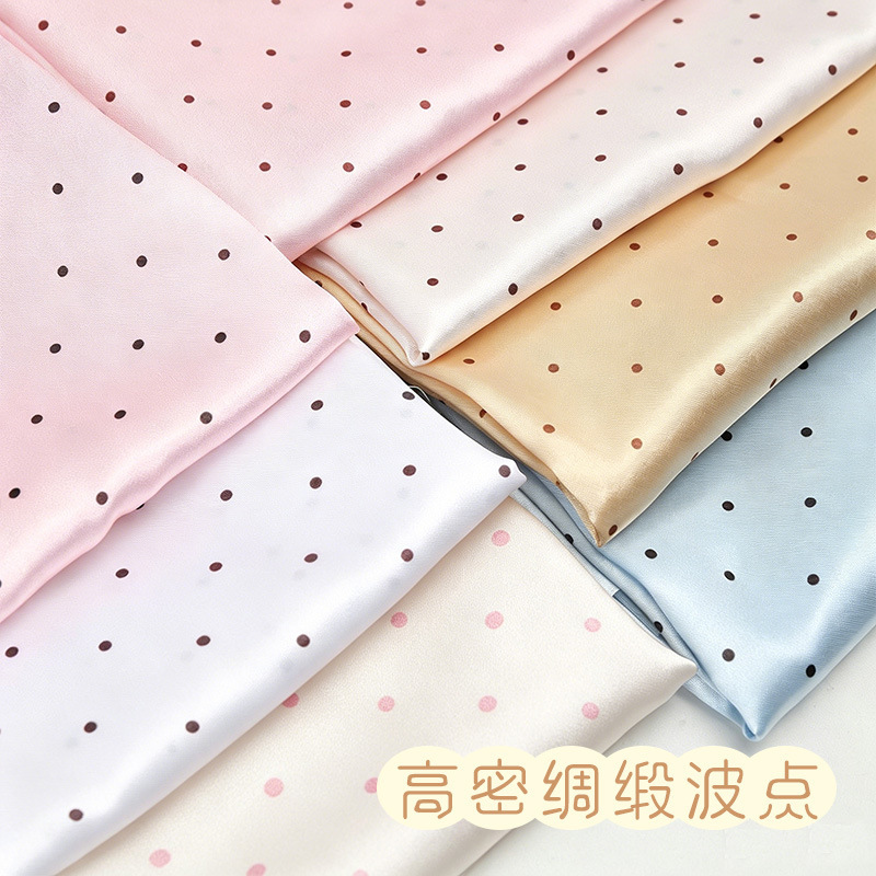 Polka dot satin fabric, high-density imitation silk satin, lining fabric for clothing, background fabric, DIY material