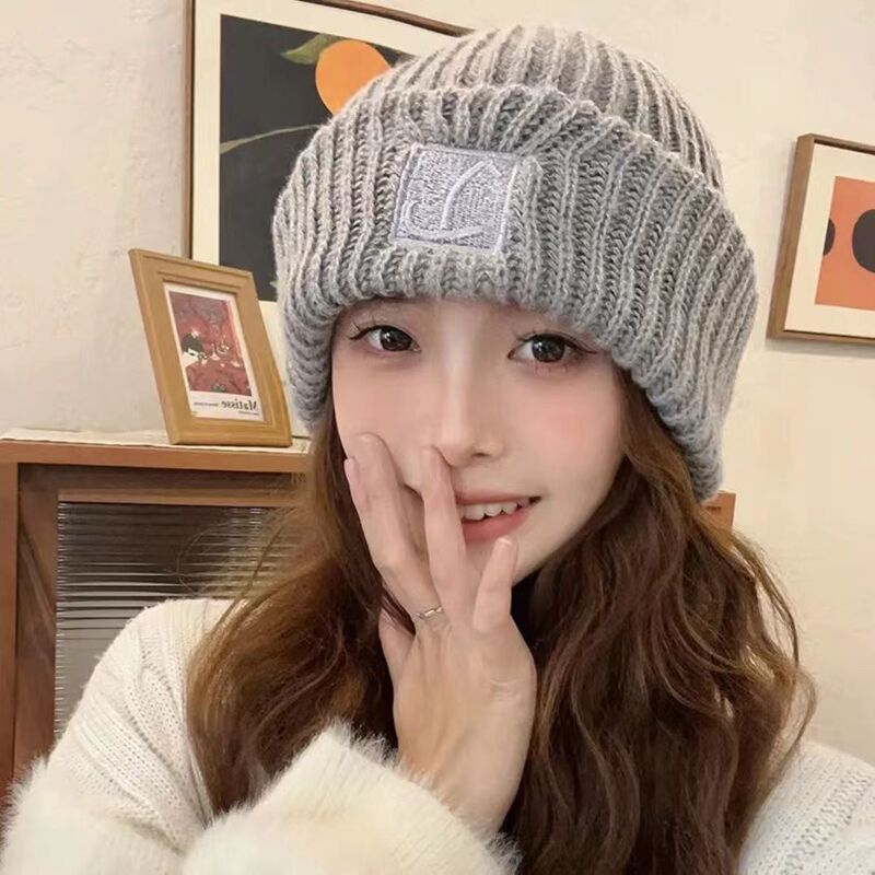 クマのニット帽、かわいいウールのぬいぐるみ、女性の秋冬の万能韓国版、暖かいぬいぐるみ、大きな頭囲、小さな顔|undefined