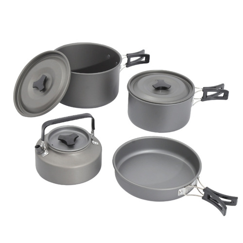 Pot set, outdoor pot and cooker, portable set, outdoor camping kettle, camping frying pan, picnic equipment and supplies