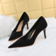 18249 - A2 han edition age season fashion contracted fine with shallow mouth pointed satin heels for women's shoes with high single shoes