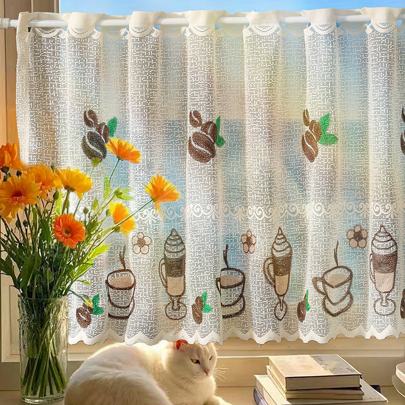 Foreign Trade Amazon Country Pastoral Style Coffee Curtain American French Simple High-End Kitchen Bathroom Curtain