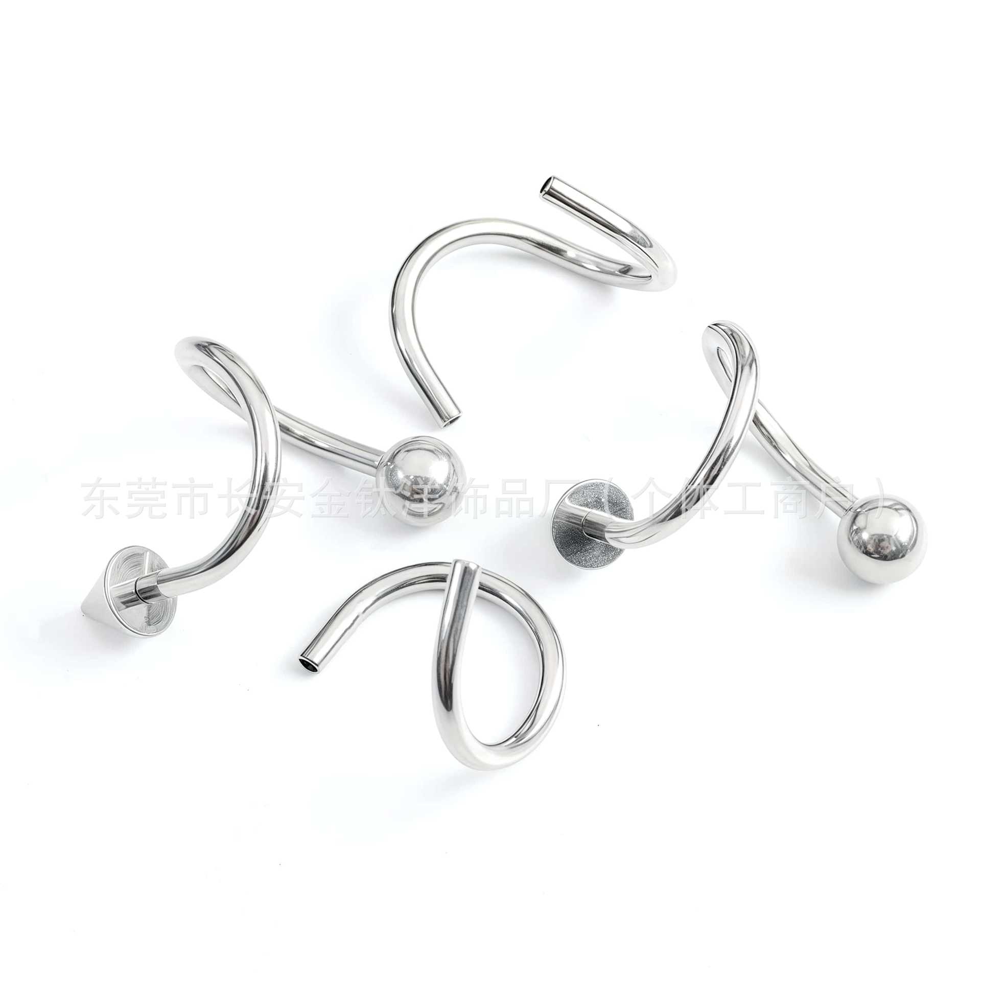 F136 Titanium Internal Thread Lip Ring Double-Ended S-Shaped Rod Lip Nail Earrings G23 Titanium Alloy Body Piercing Jewelry detail image 4
