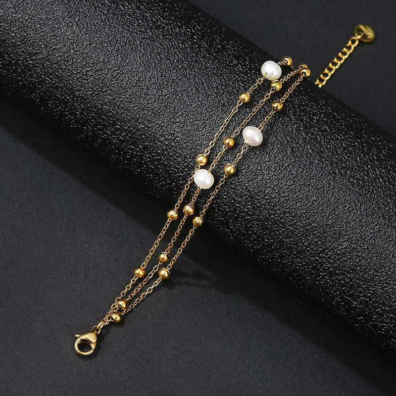 Geometric Pattern Women'S Gender Fashion Geometric Stainless Steel Agate Pearl Bracelets 1 Piece