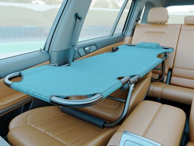 Car modification bed, suitable for sedans, SUVs, and other vehicles; foldable travel bed for the rear seat; passenger side sleeping bed (Vehicle-mounted inflatable bed) - default-item-blue-green-upgraded-bright-stainless-steel-pipe