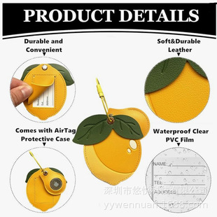 Amazon Lemon Fruit Luggage Address Tag Travel Locator Leather Cover Personal Information Luggage Tag