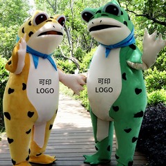 現物の空気入れカエルの人形の服装