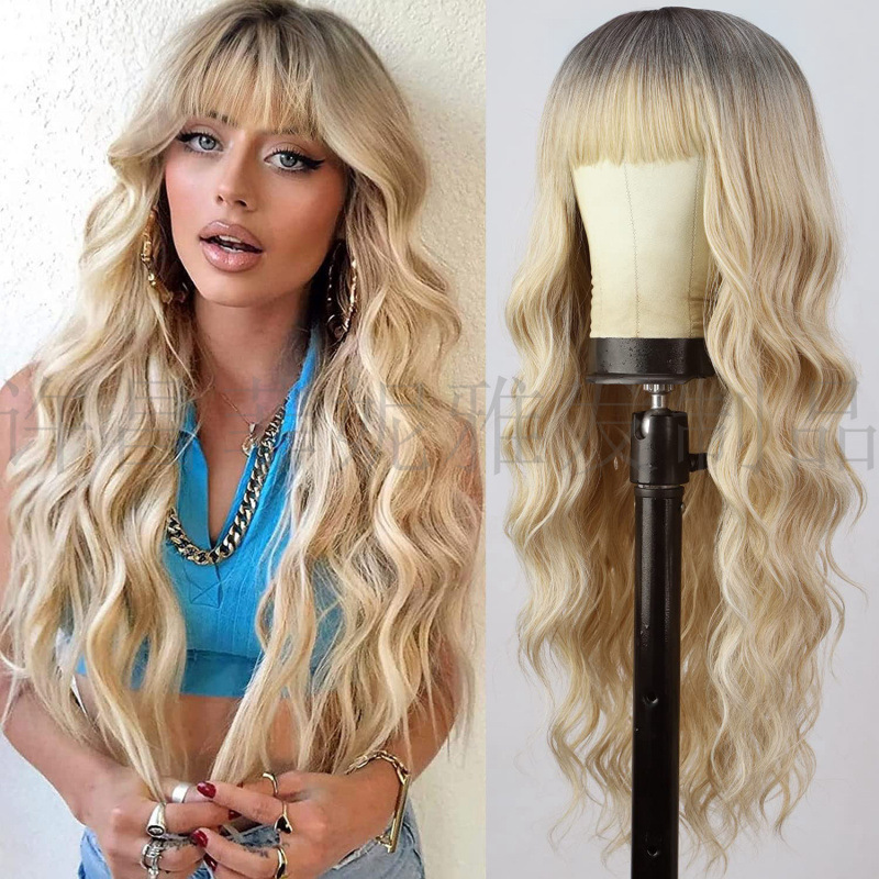 Wig for Women with Long Hair, Medium Parted, Long Curly Hair, Big Waves, Full Headgear, Natural Fluffy Daily Artificial Fashion Wig Set Wig for Women with Long Hair, Medium Parted, Long Curly Hair, Big Waves, Full Headgear, Natural Fluffy Daily Artificial Fashion Wig Set