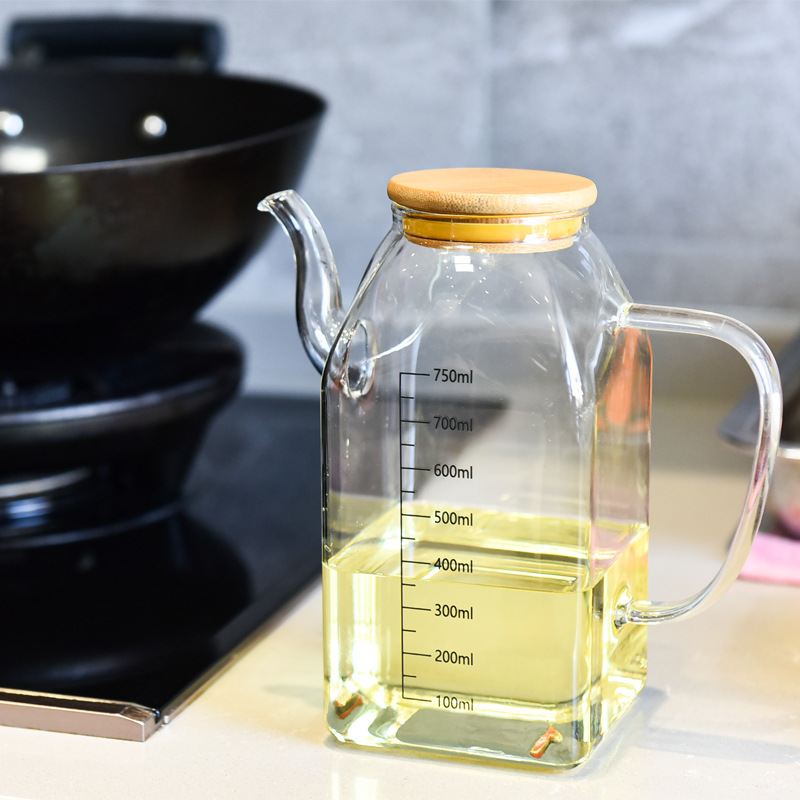 Olla de aceite de vidrio botella de aceite a prueba de fugas tanque de aceite doméstico Olla Cocina salsa de gran capacidad taza de aceite de vinagre botella de condimento estilo europeo